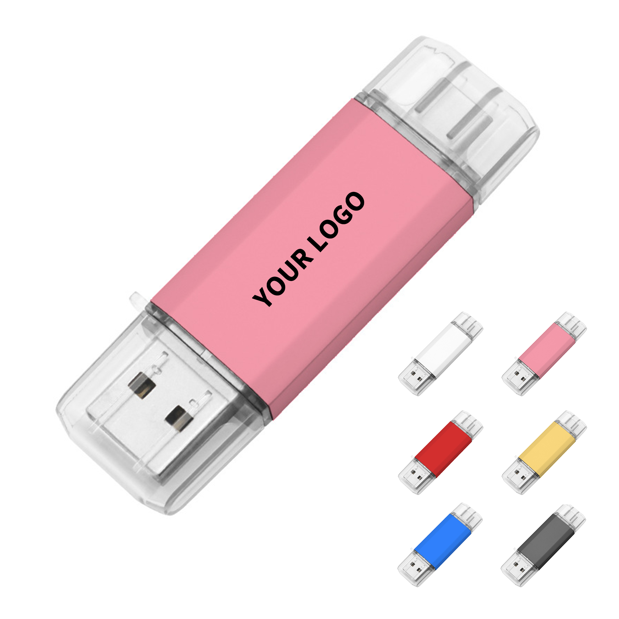 Dual Connector Memory Stick 16GB Type C To USB A Plastic Housing 2.2" x 0.7" 2