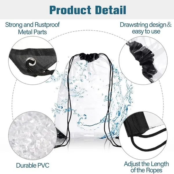 Huge Clear Drawstring Pouches with Transparent Storage Bags 2