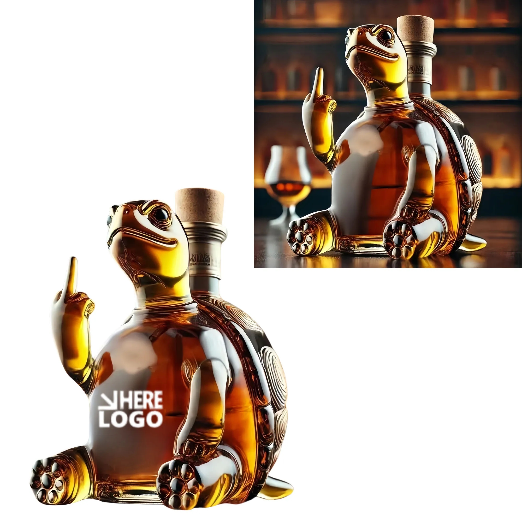 Unique Handmade Glass Animal Wine Bottle Decor
