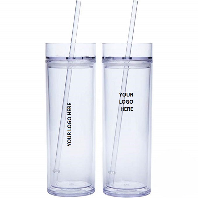 Double Wall Acrylic Tumbler w/ Lid & Straw 16 oz 9