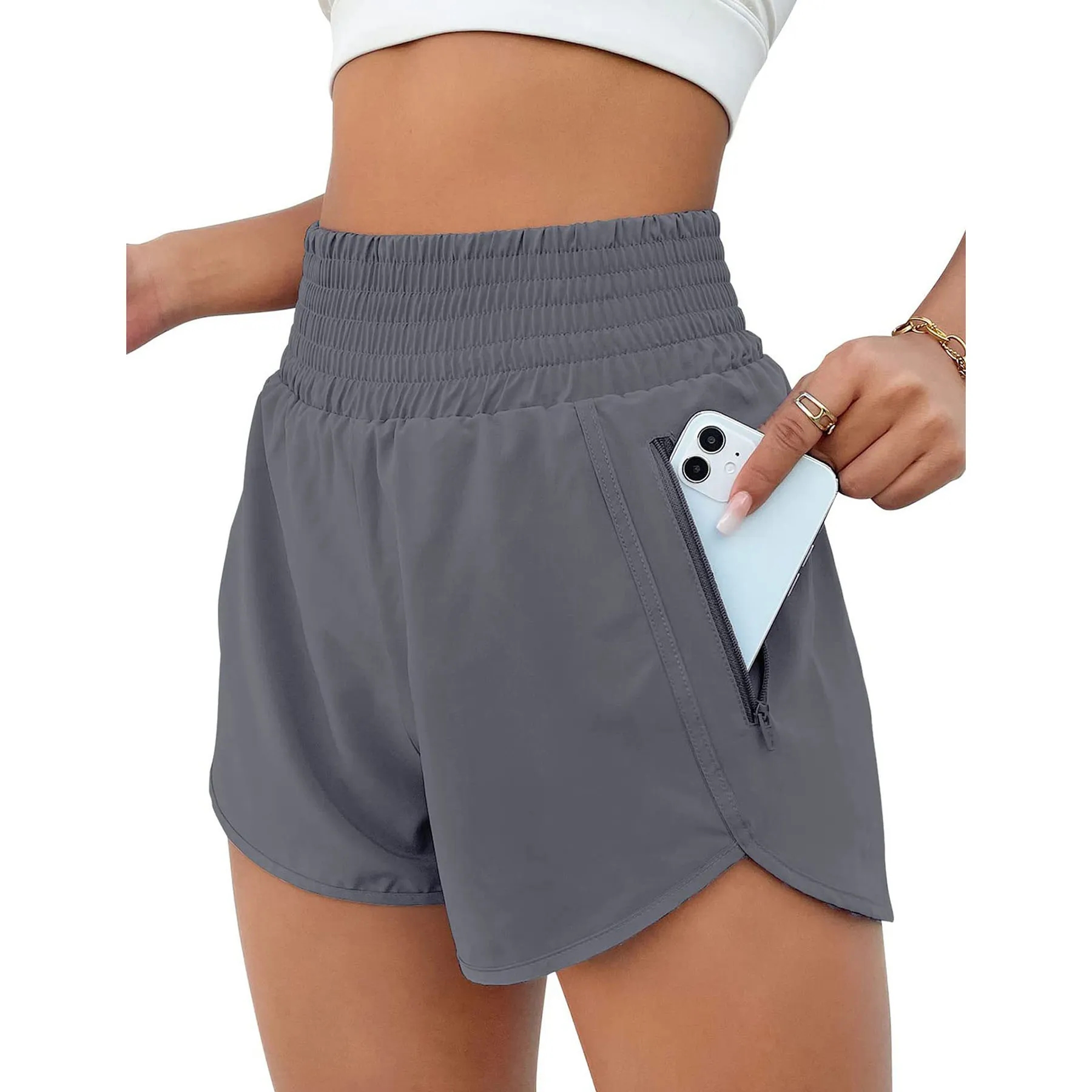 Women's Sports High-Waisted Running Pocket Shorts 1