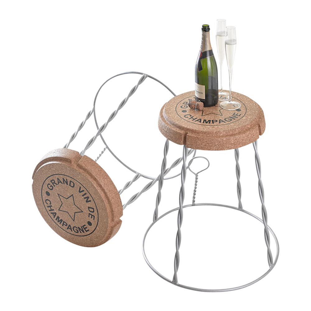 XL Champagne Cork Wire Cage Side Table 4