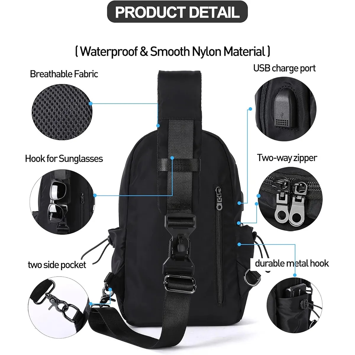 Small Lightweight Sling Crossbody Shoulder Bag With Usb Port 8