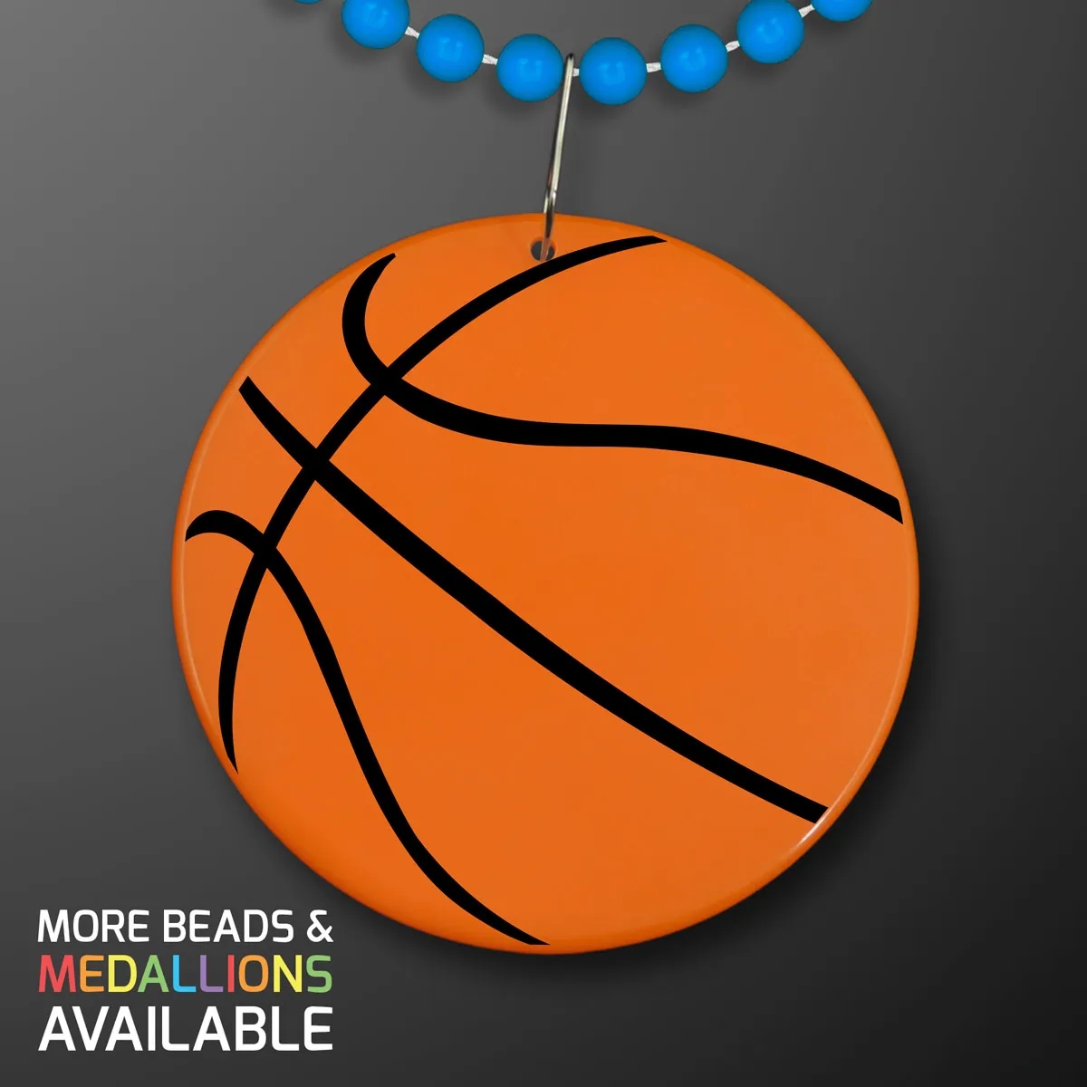 Basketball Medallion on Beads Necklace (NON-Light Up) 22