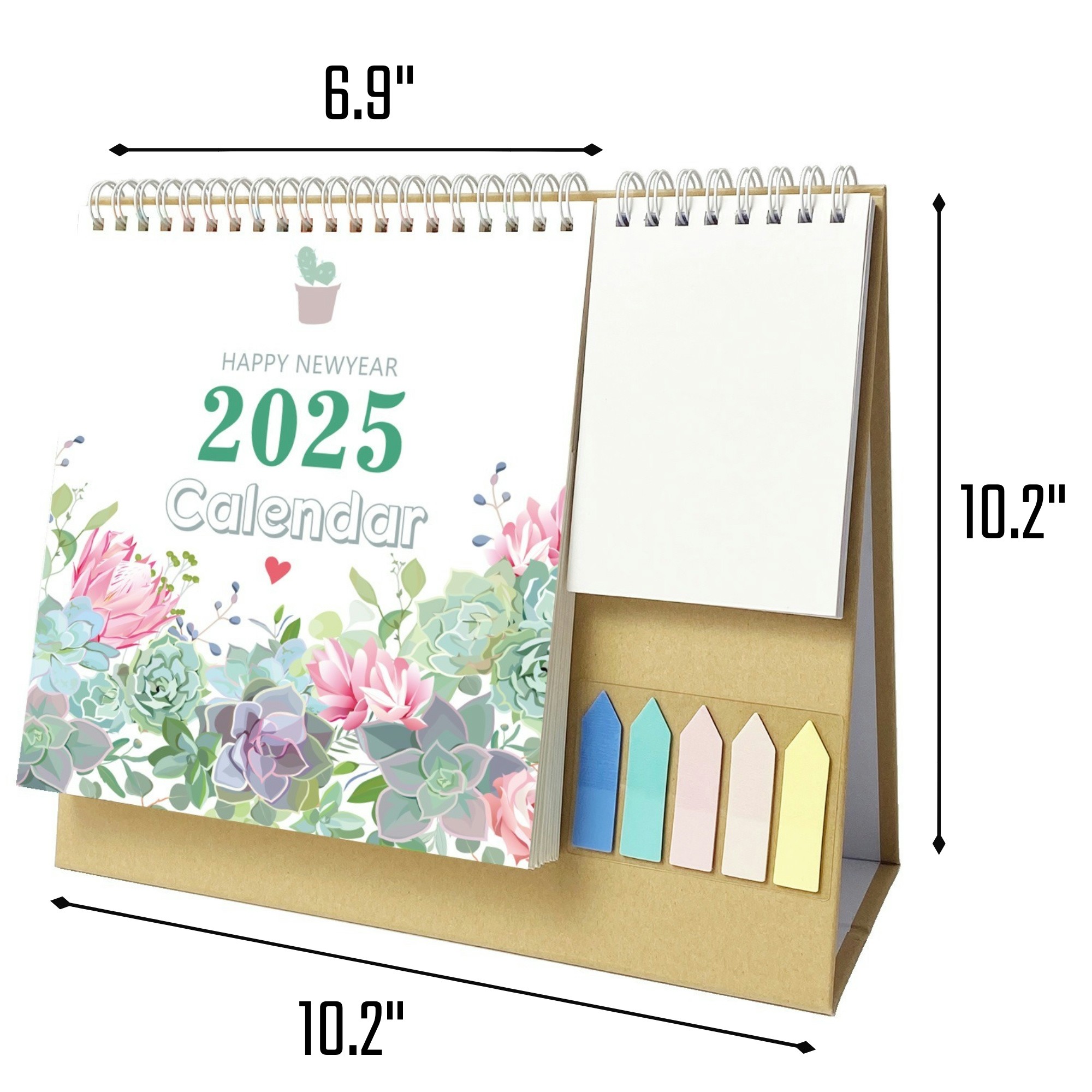 18 Months 10.2"*10.2" Succulent Plant Desk Calendar From Jan 2025 To June 2026 3