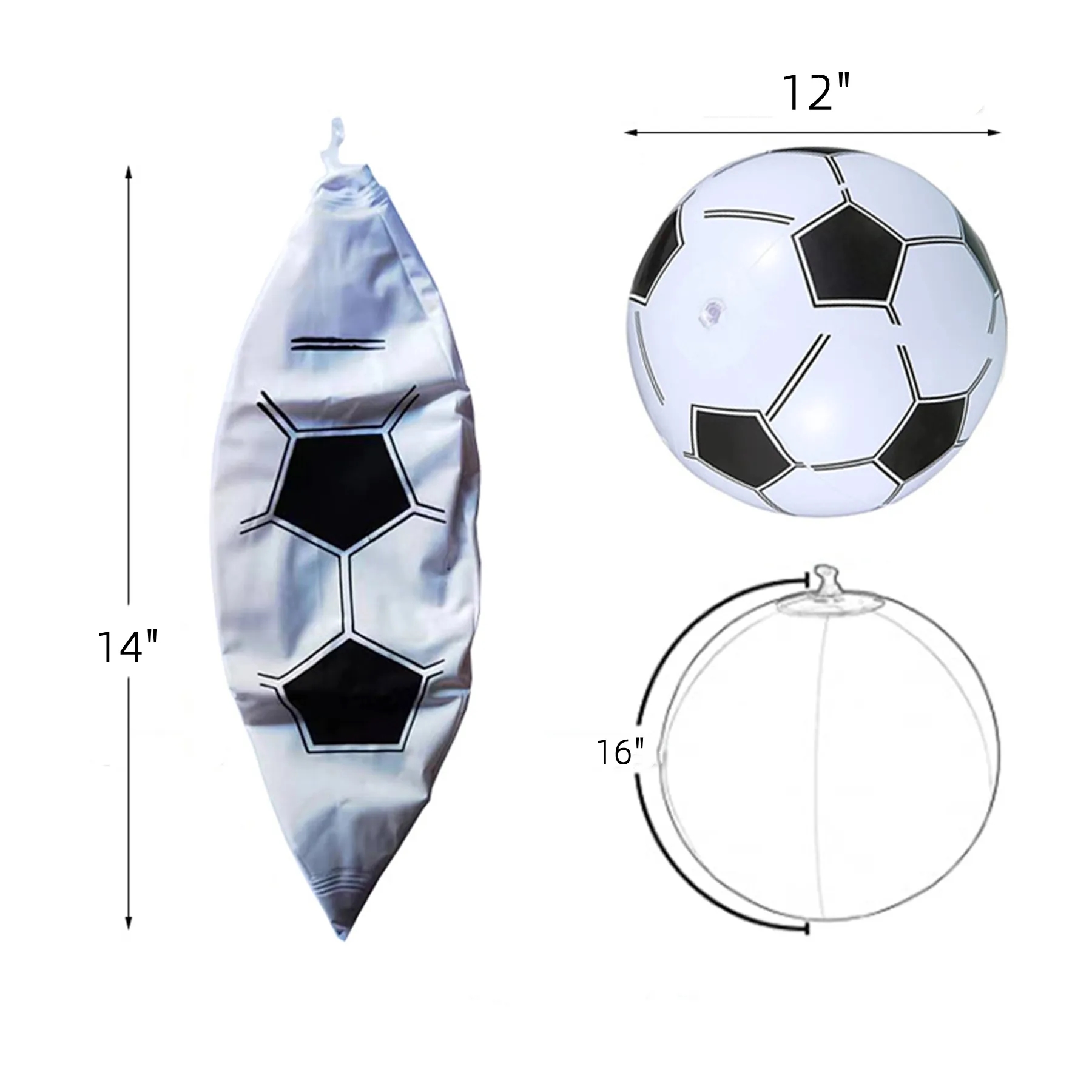 16" Black and White Football Beach Ball 3