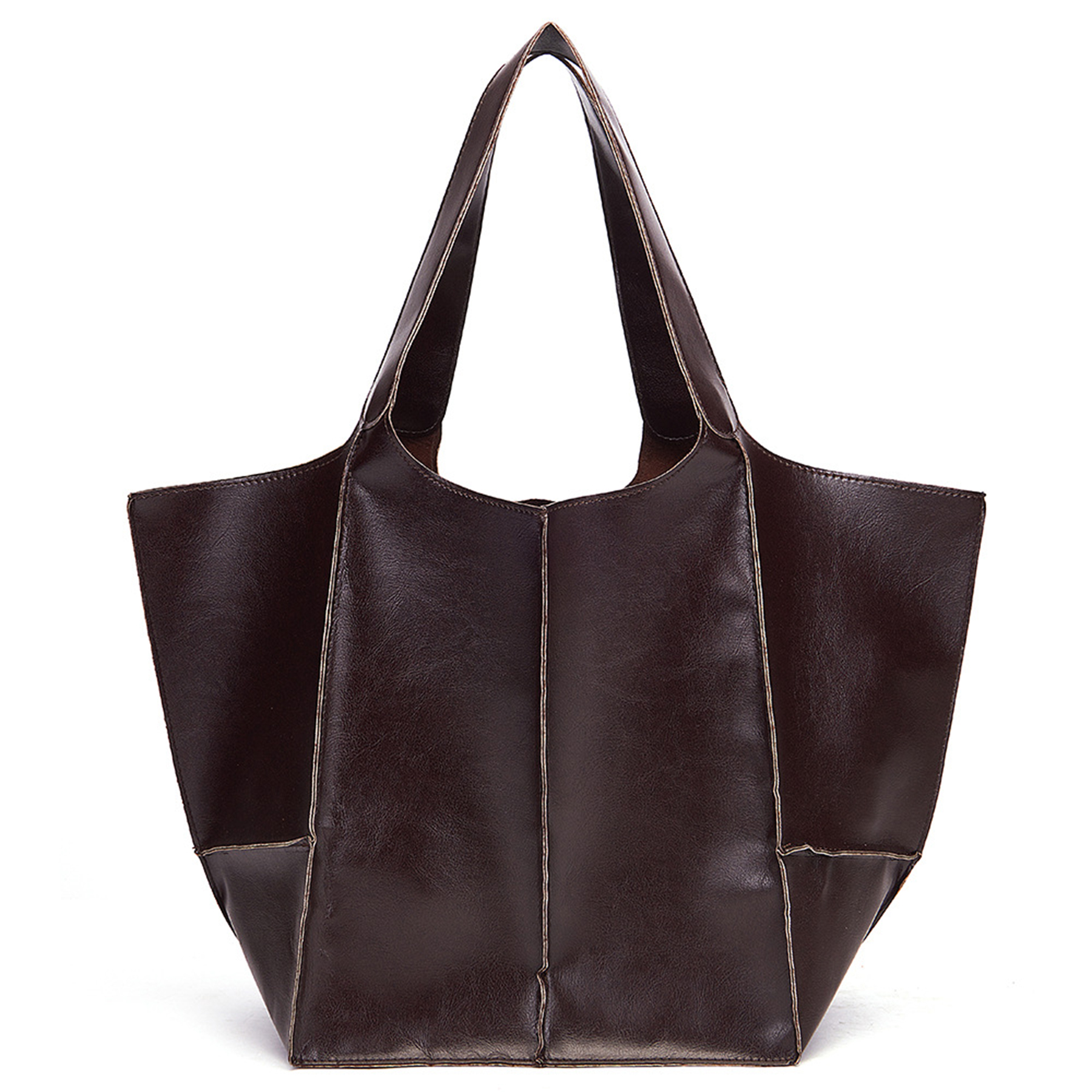 PU Large capacity wax peel ancient oil tote bag 3
