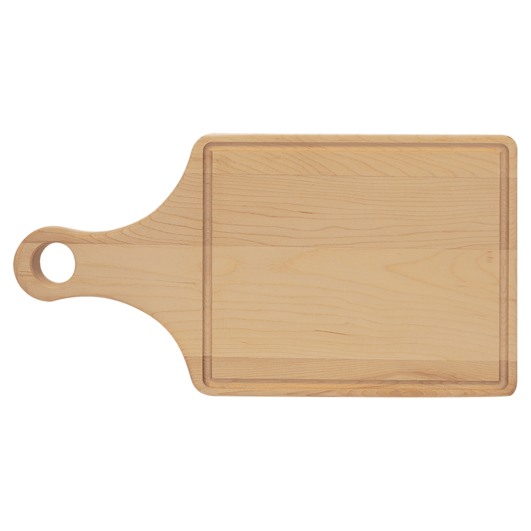 13 1/2" x 7" Maple Cutting Board Paddle Shape with Drip Ring 2