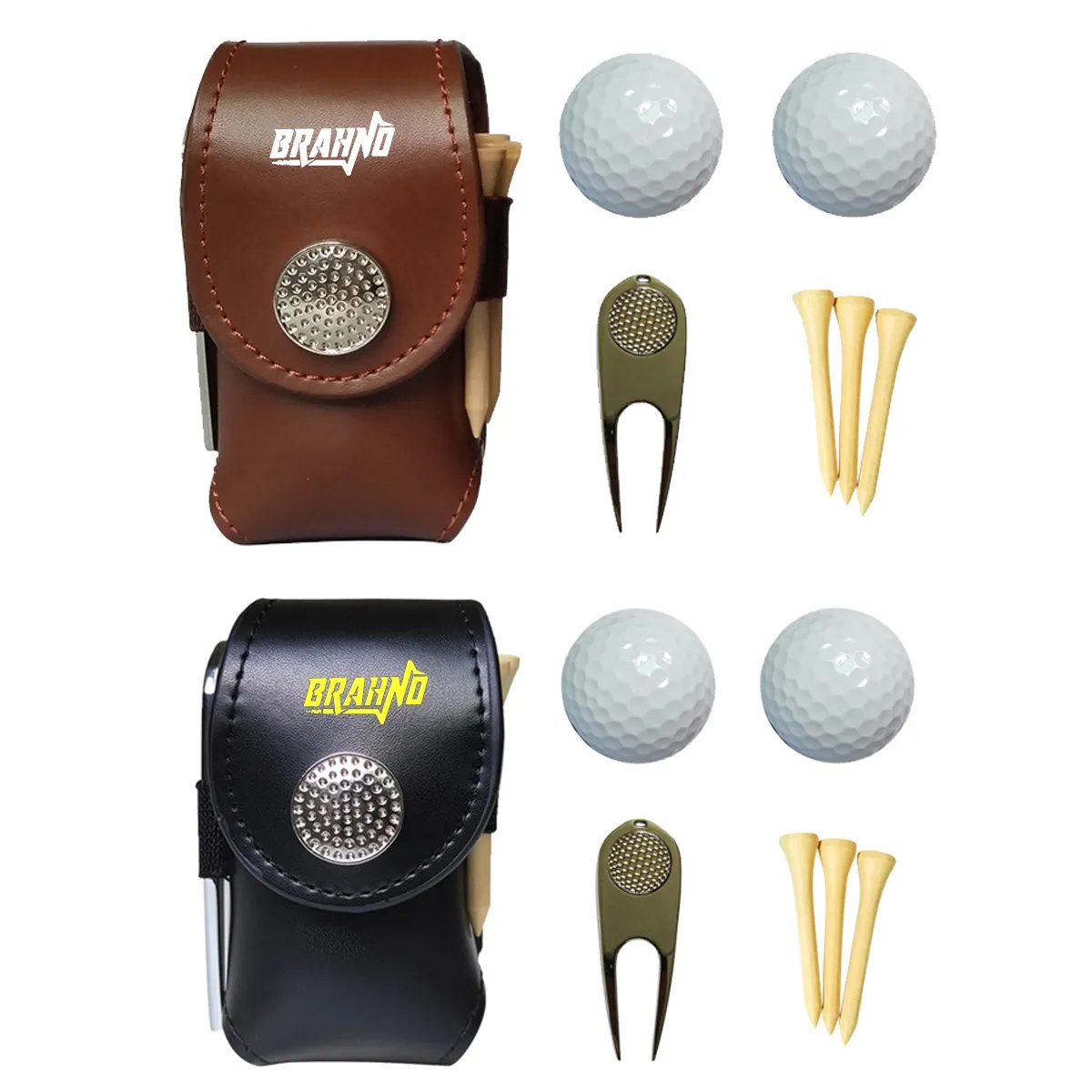 4-in-1 Real Leather Golf Ball Storage Bag Set 2