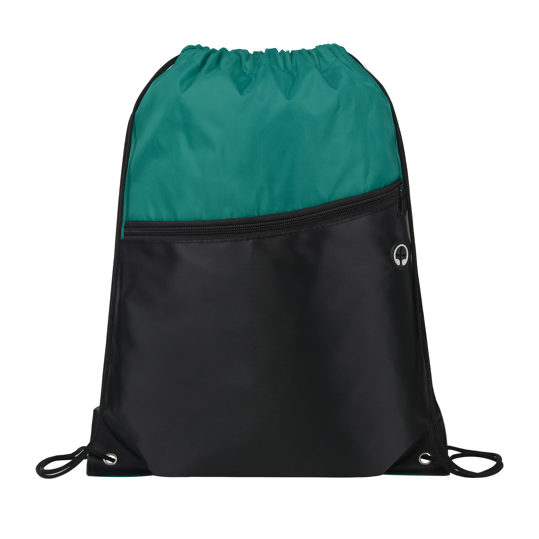 Two-Tone Drawstring Backpack With Front Zipper 7