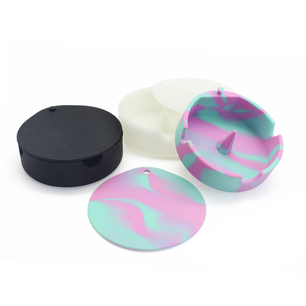 Silicone Round Ashtray with Lid 2