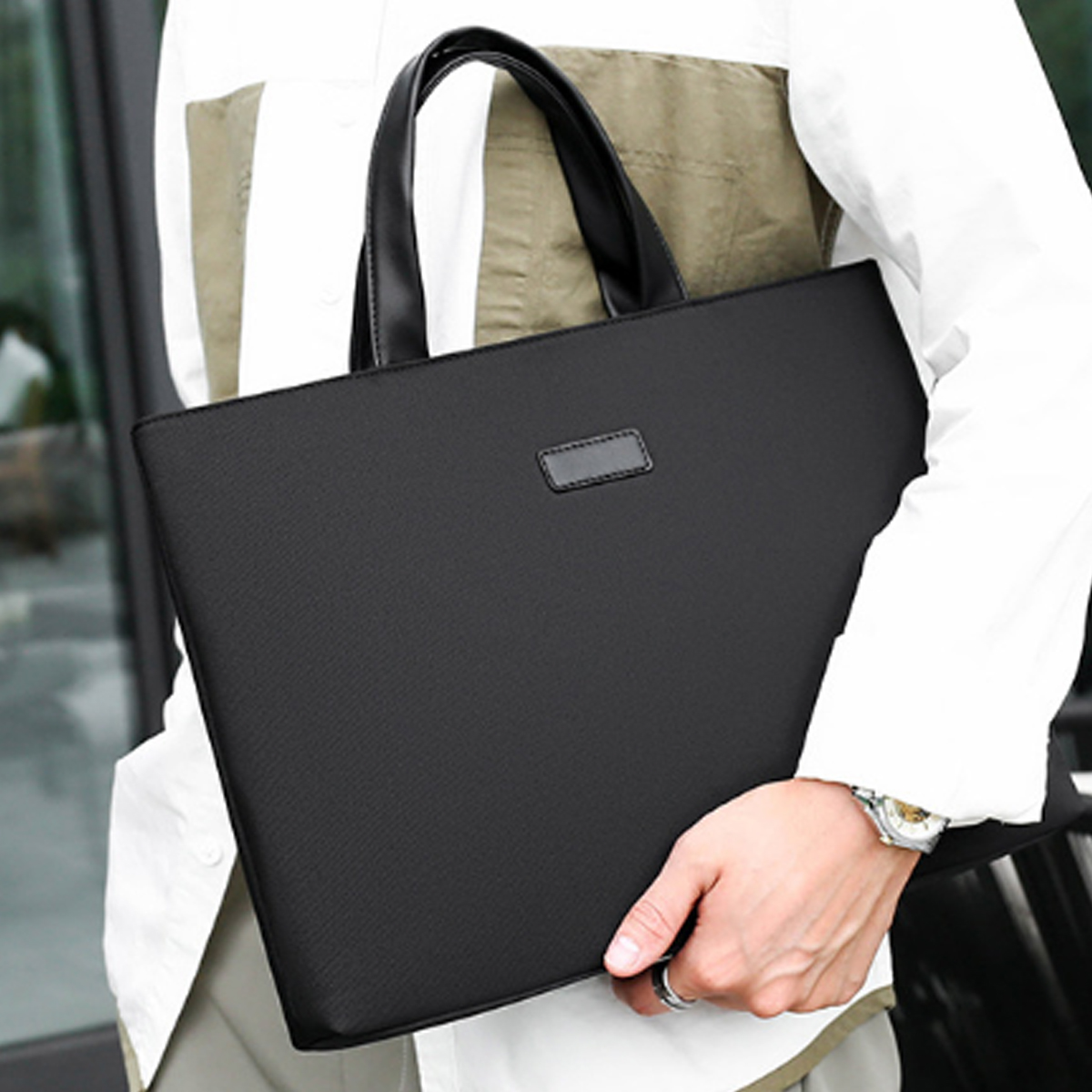 14" PU Leather Business Laptop Tote Bag with Handle 6