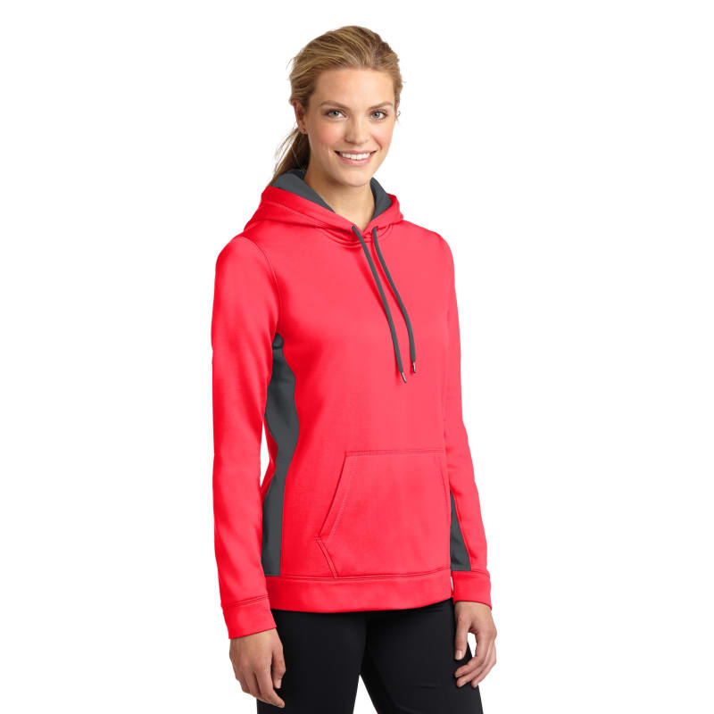 Sport-Tek Women's Sport-Wick Fleece Colorblock Hooded Pullover. 12