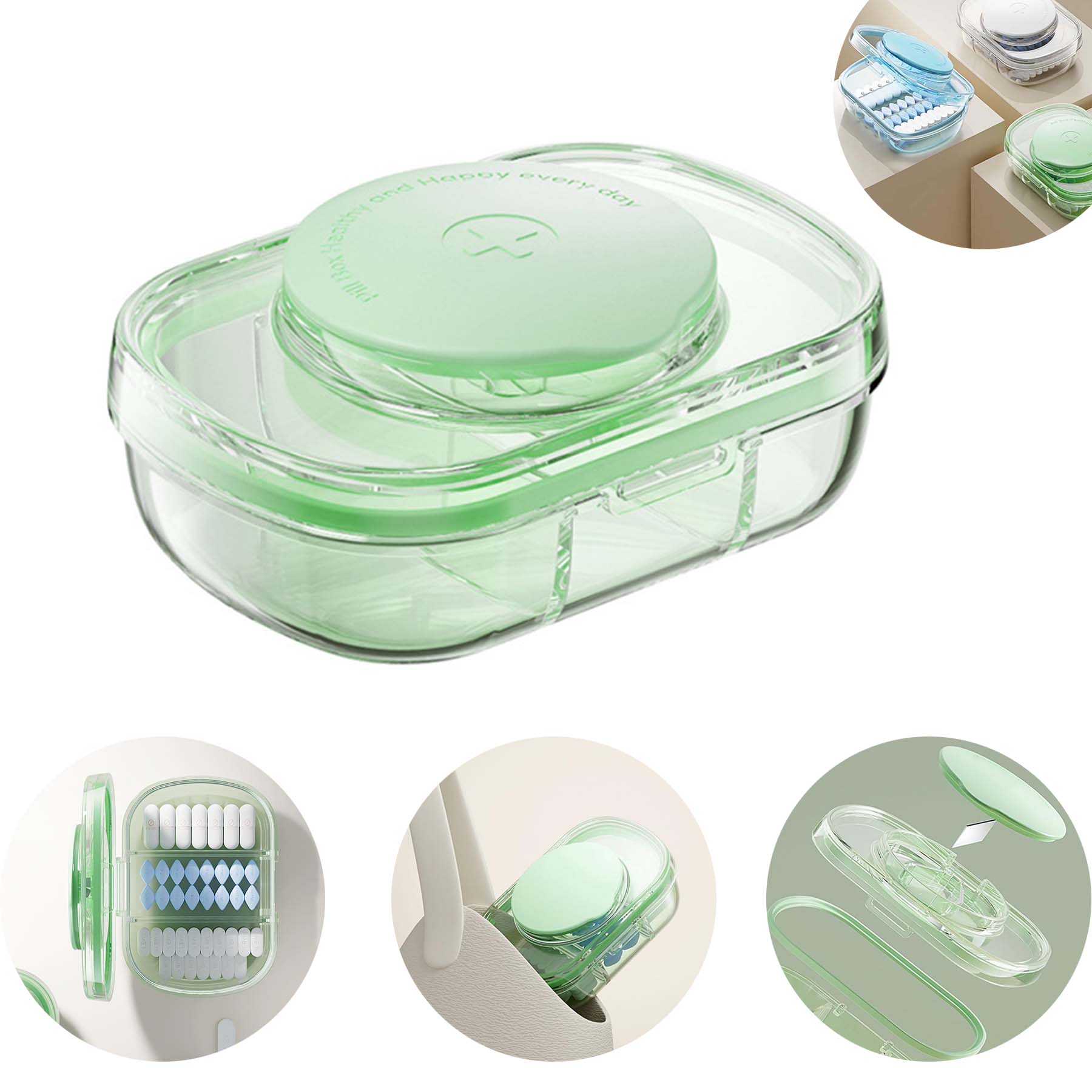 Pill Box Portable Drug Dispensing Box