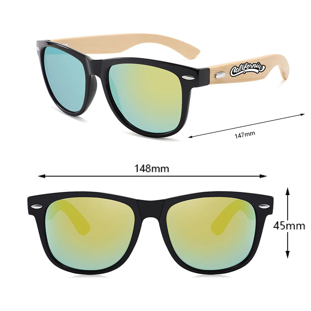 Trendy Wide Wood Bamboo Frame Sunglasses 3