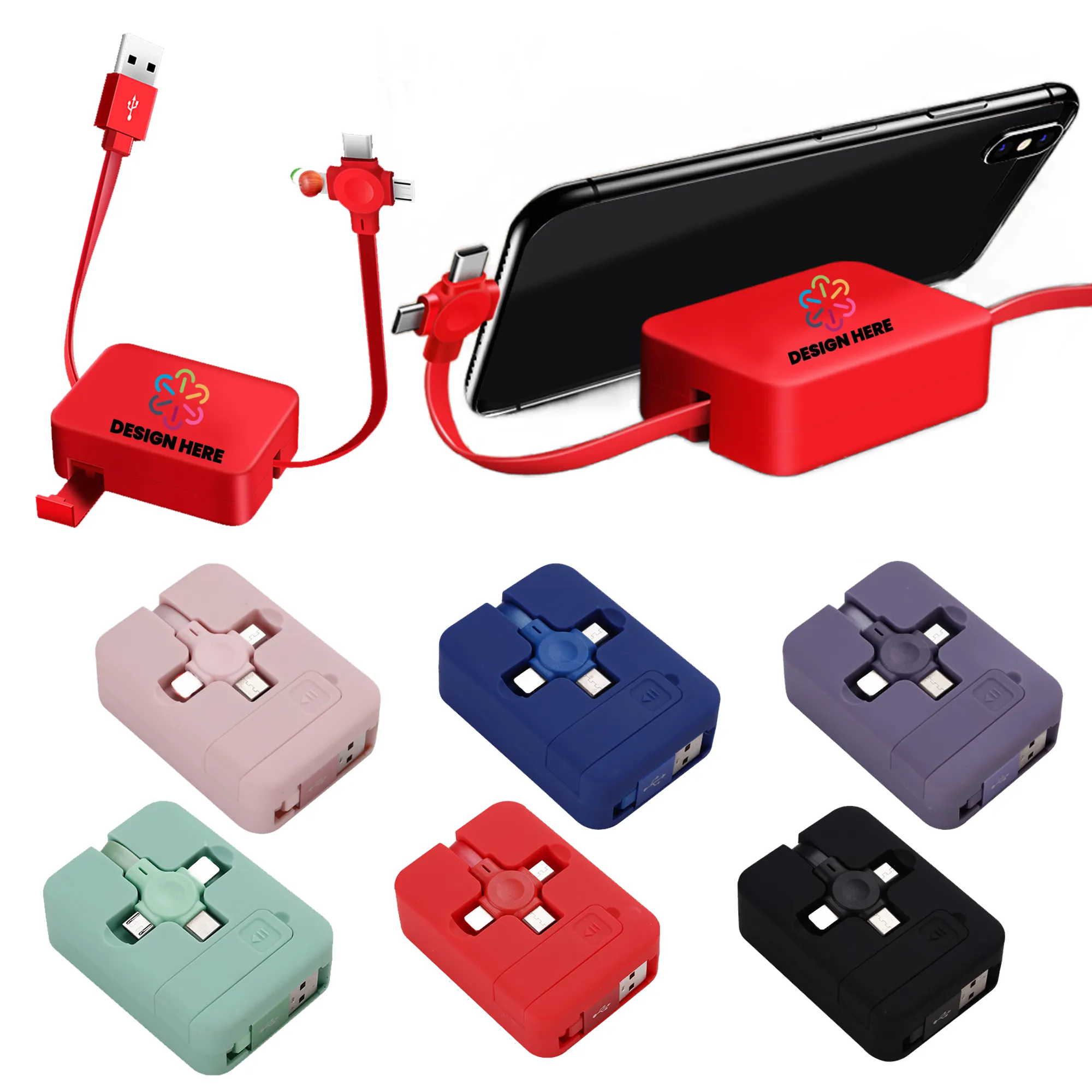 3 in1 Multi Retractable Charging Cable with Stand