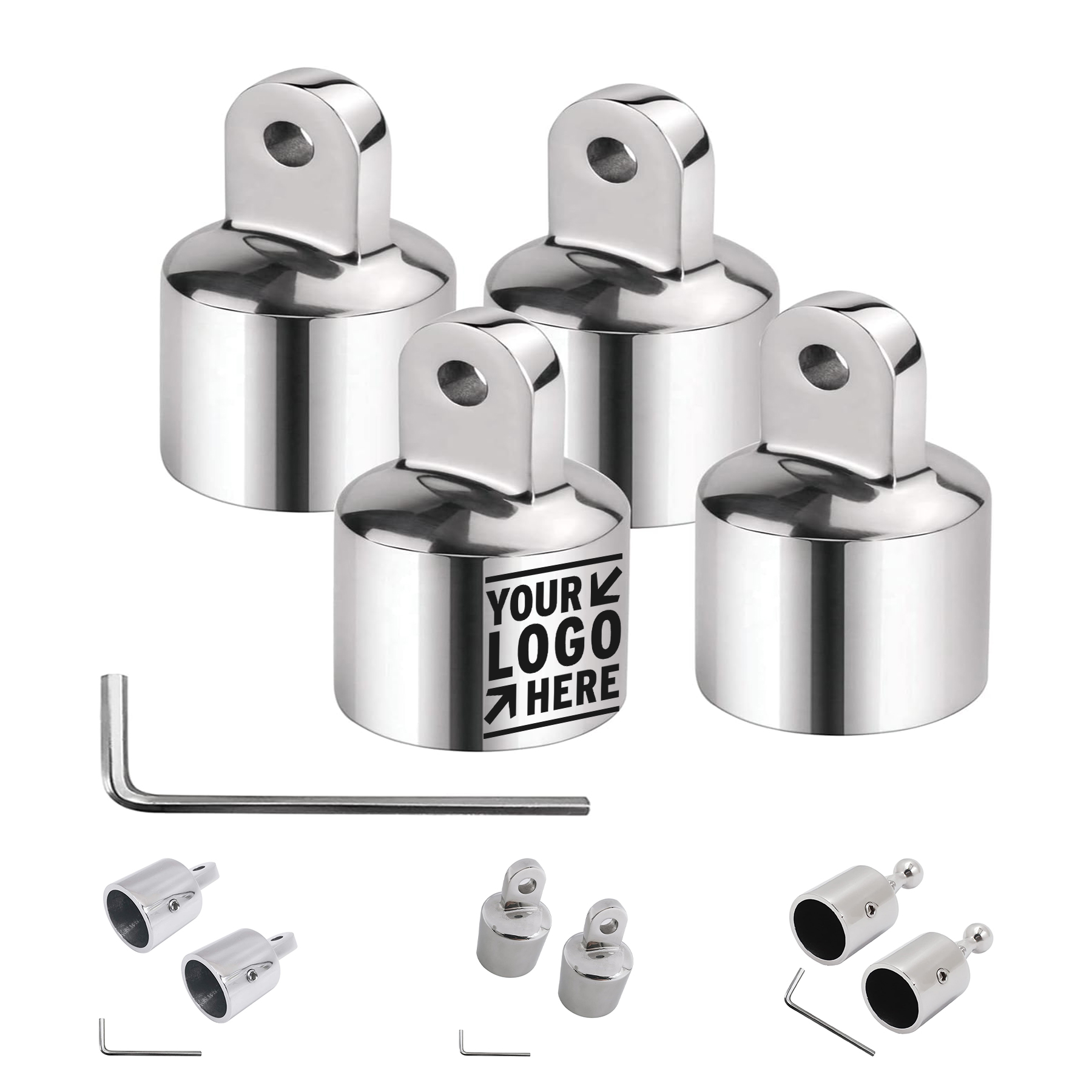 Bimini Top Cap Eye Boat Fitting Stainless Steel 316 L Shape Hex Key Round Tubing Marine Hardware