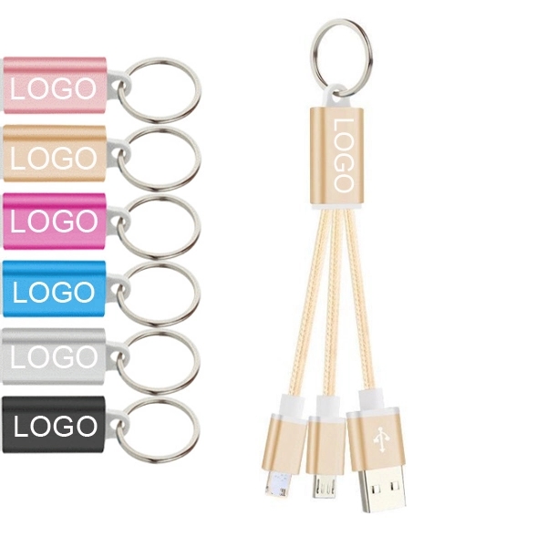 Metal 3-in-1 Charging Cable w/ Key Ring 2