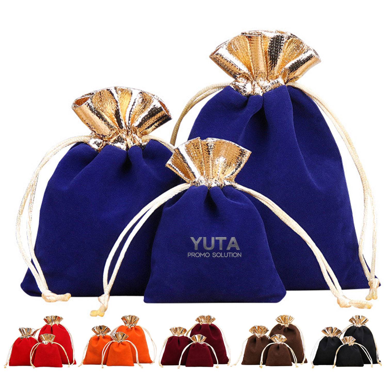 Velvet Two Tone Drawstring Jewelry Pouch 2