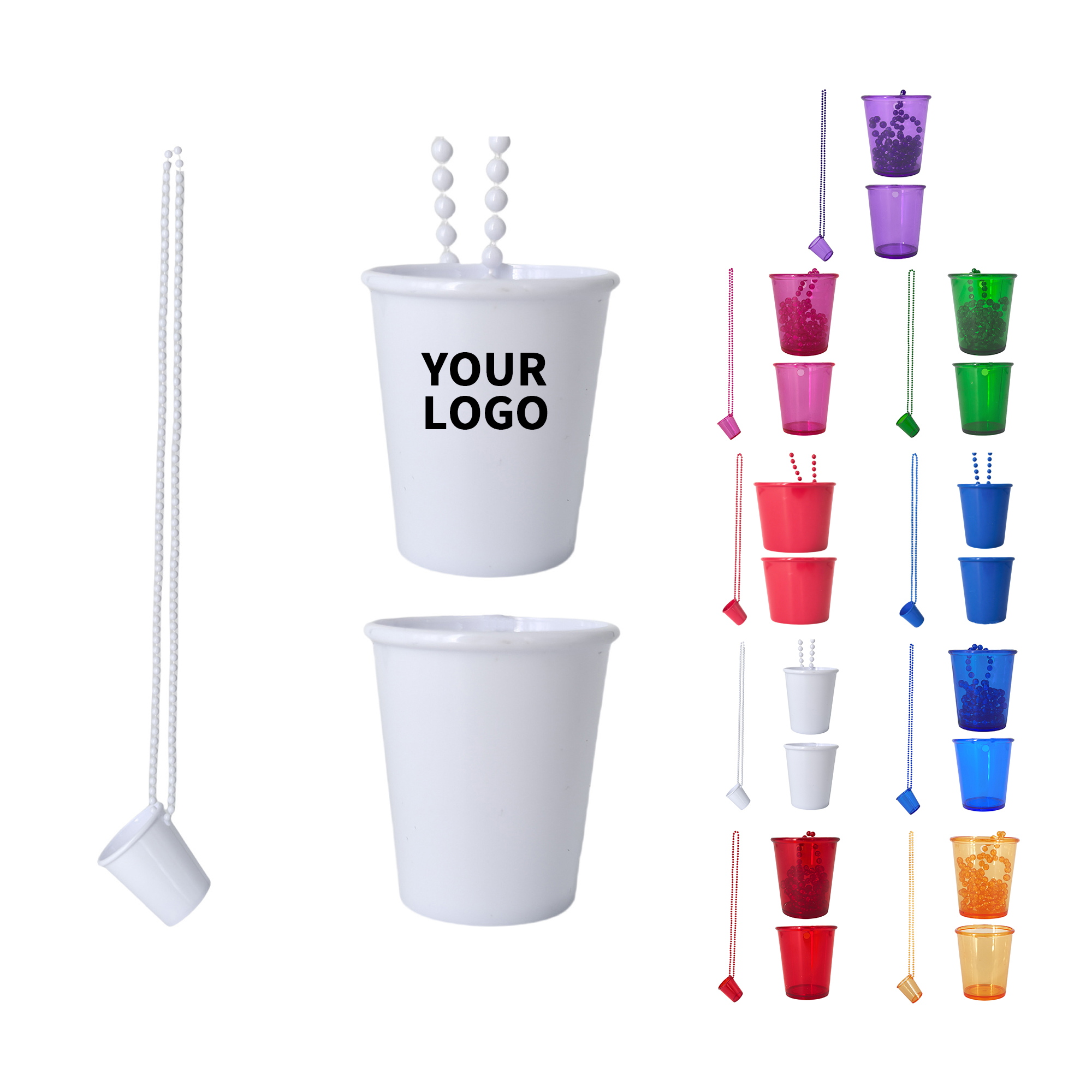 Plastic Shot Glass Necklace With Thirty Inch Chain 1.37" Width X 2.2" Height 2