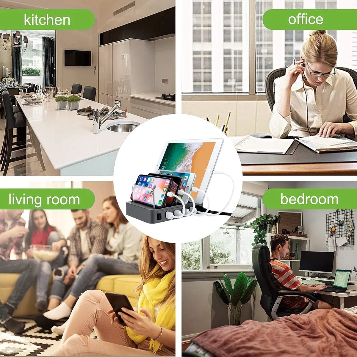 4 Port Multi USB Fast Charger Station 5