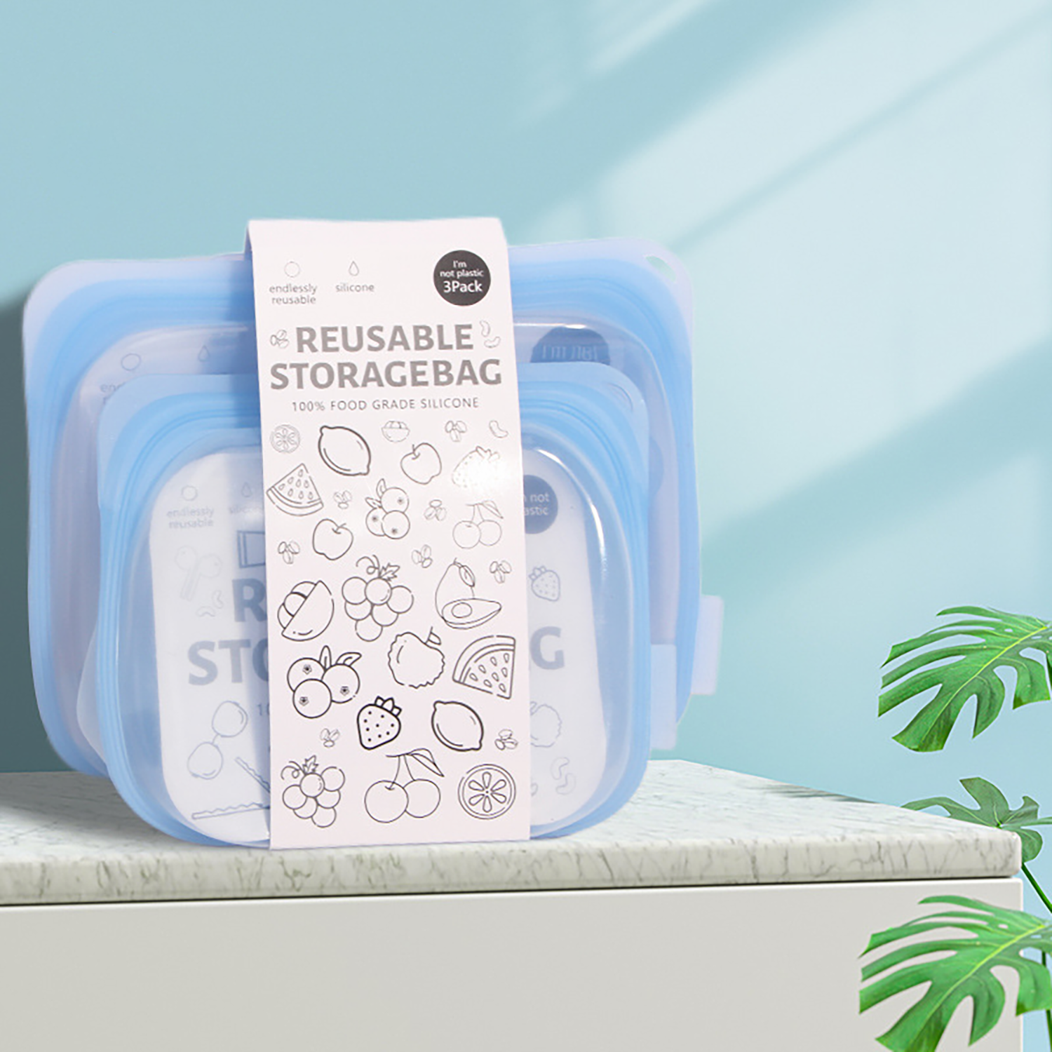 Stand-Up Food Grade Reusable Silicone Storage Bag 9