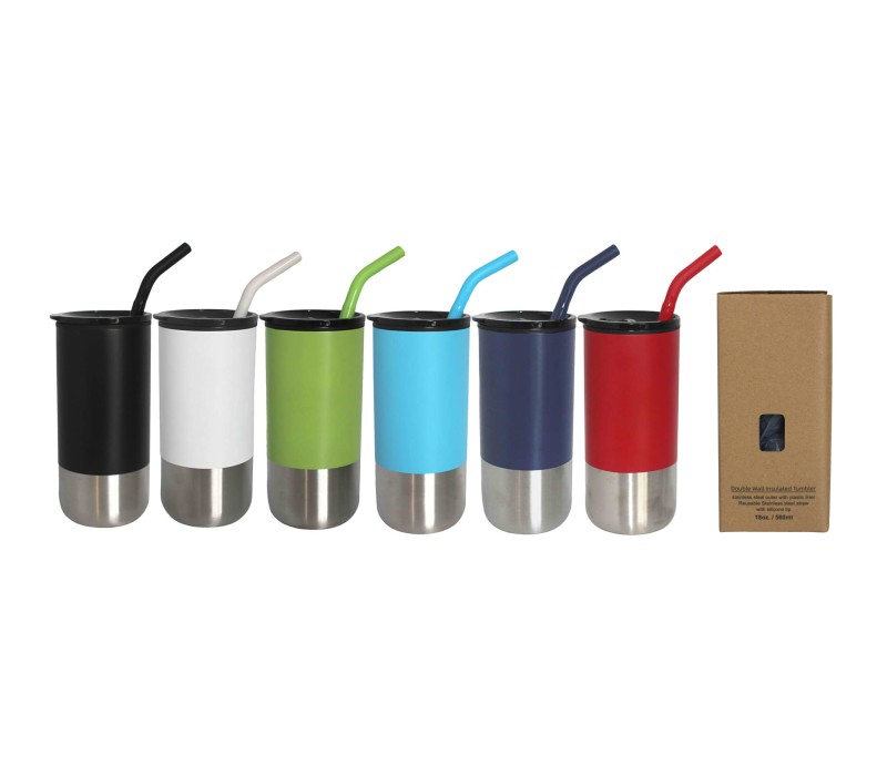 Vacuum Stainless Steel Tumbler with Straw, 18 oz. 2