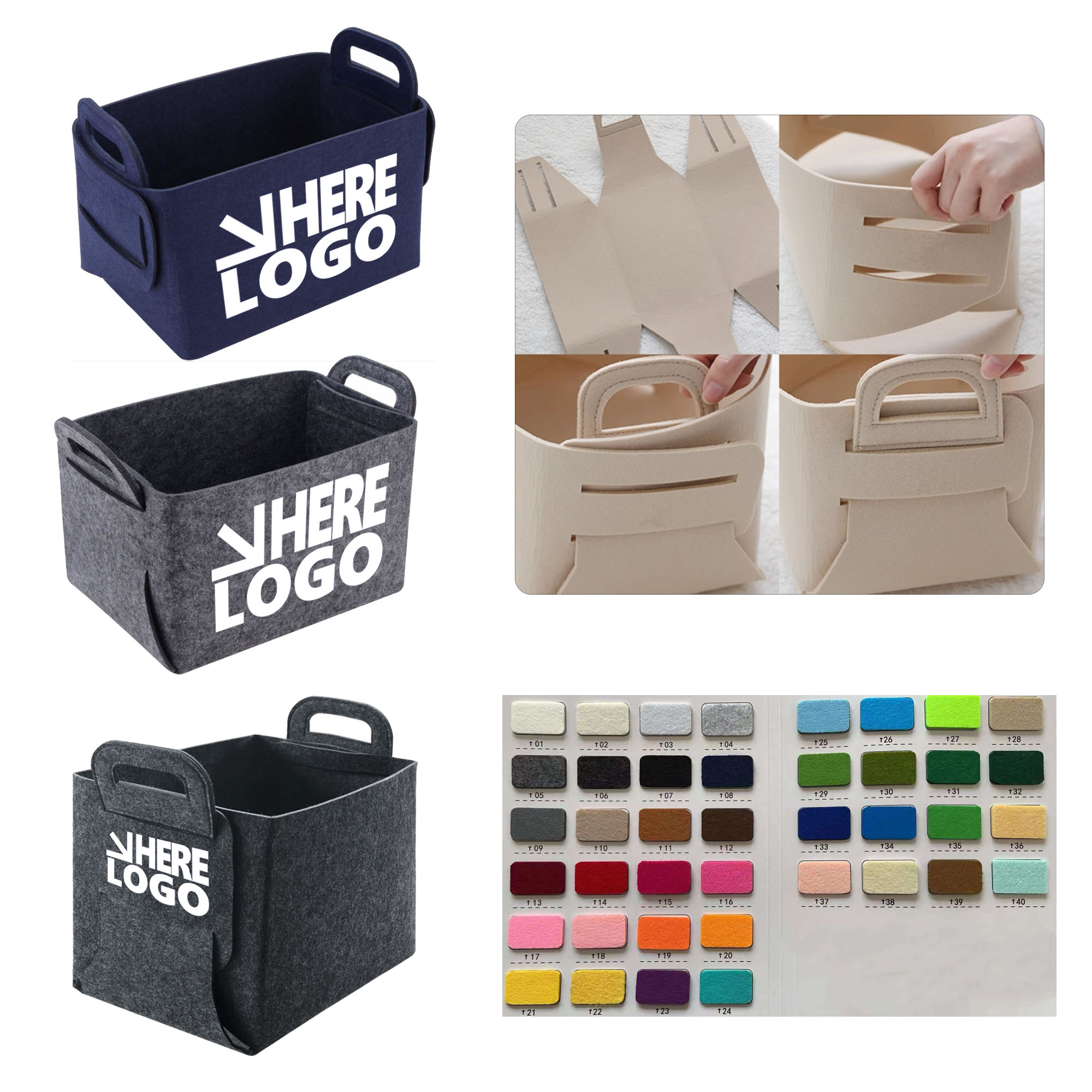 Felt Household Folding Storage Basket 1