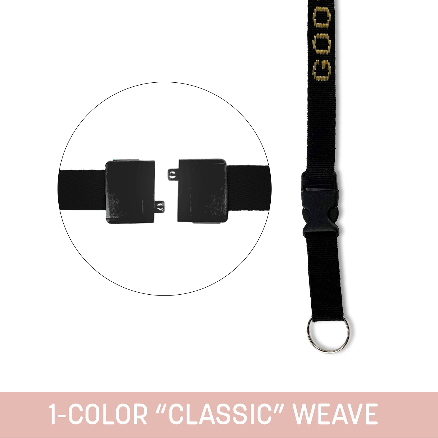 3/4" Woven Detachable Lanyard w/ Split Ring & Back Breakaway - "Classic" Weave 6