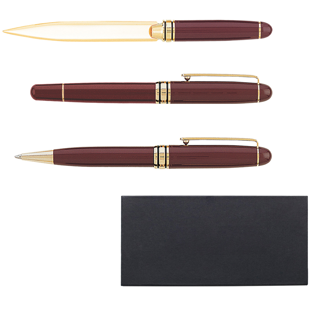 Danish-I Brass Letter Opener with GS Triple Pen Set 18