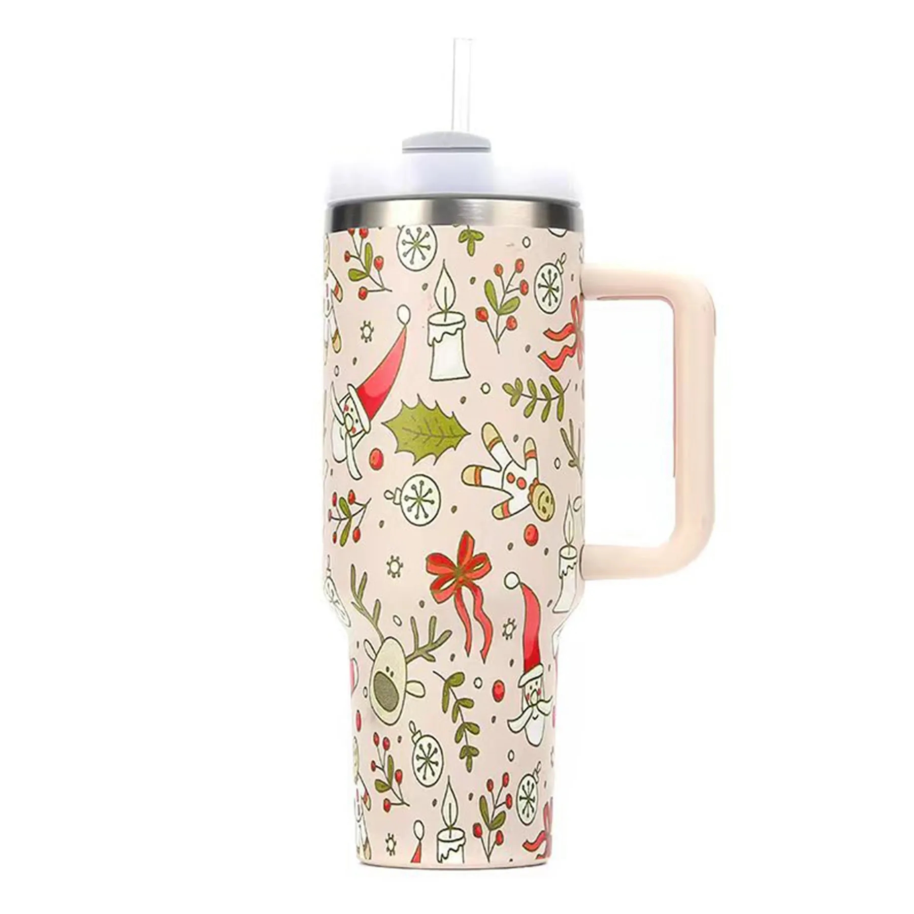 40 Oz Full Color Printed Vacuum Tumbler with Handle & Straw 12