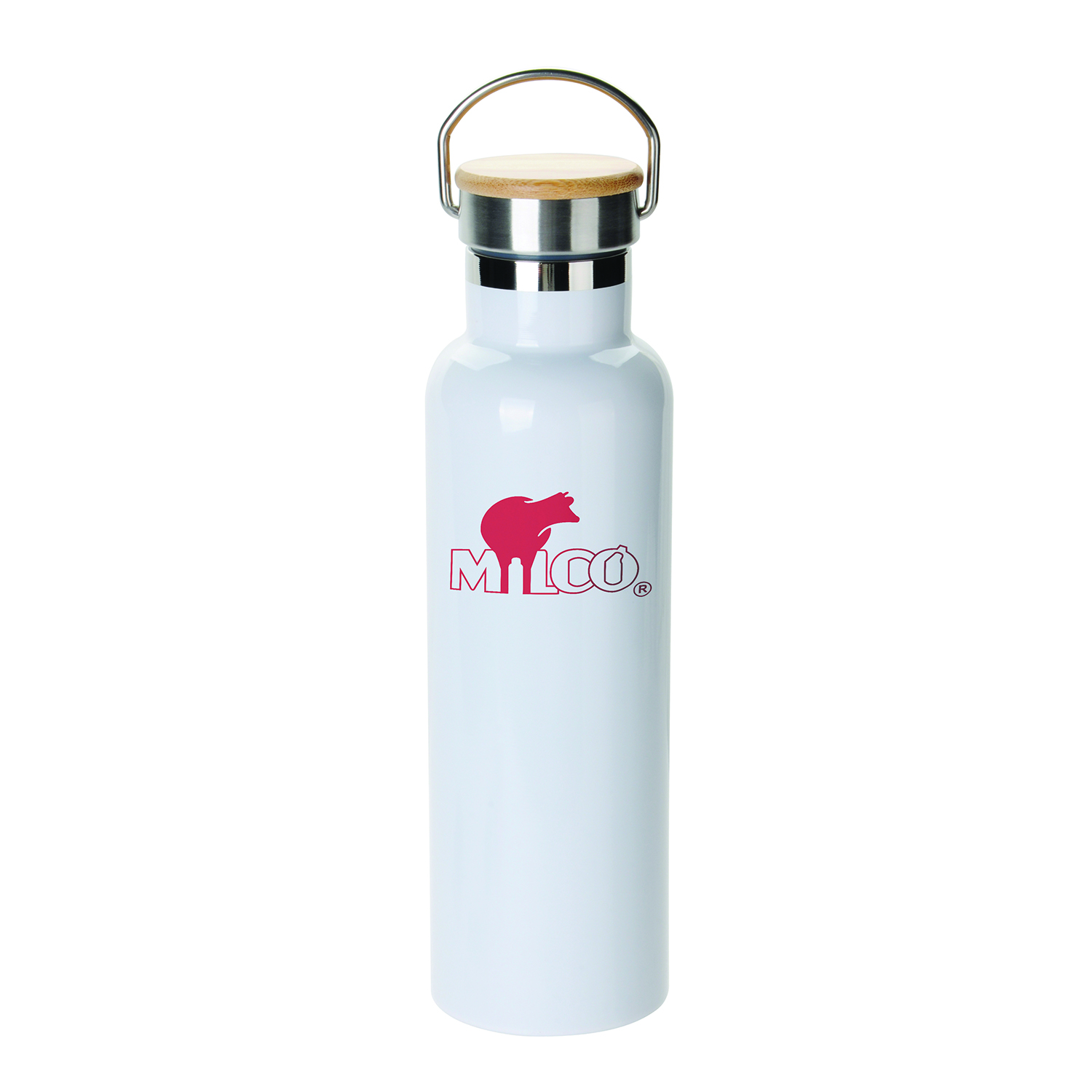 20oz Bamboo Top SS Vacuum Bottle, custom water bottle with logo imprint 4