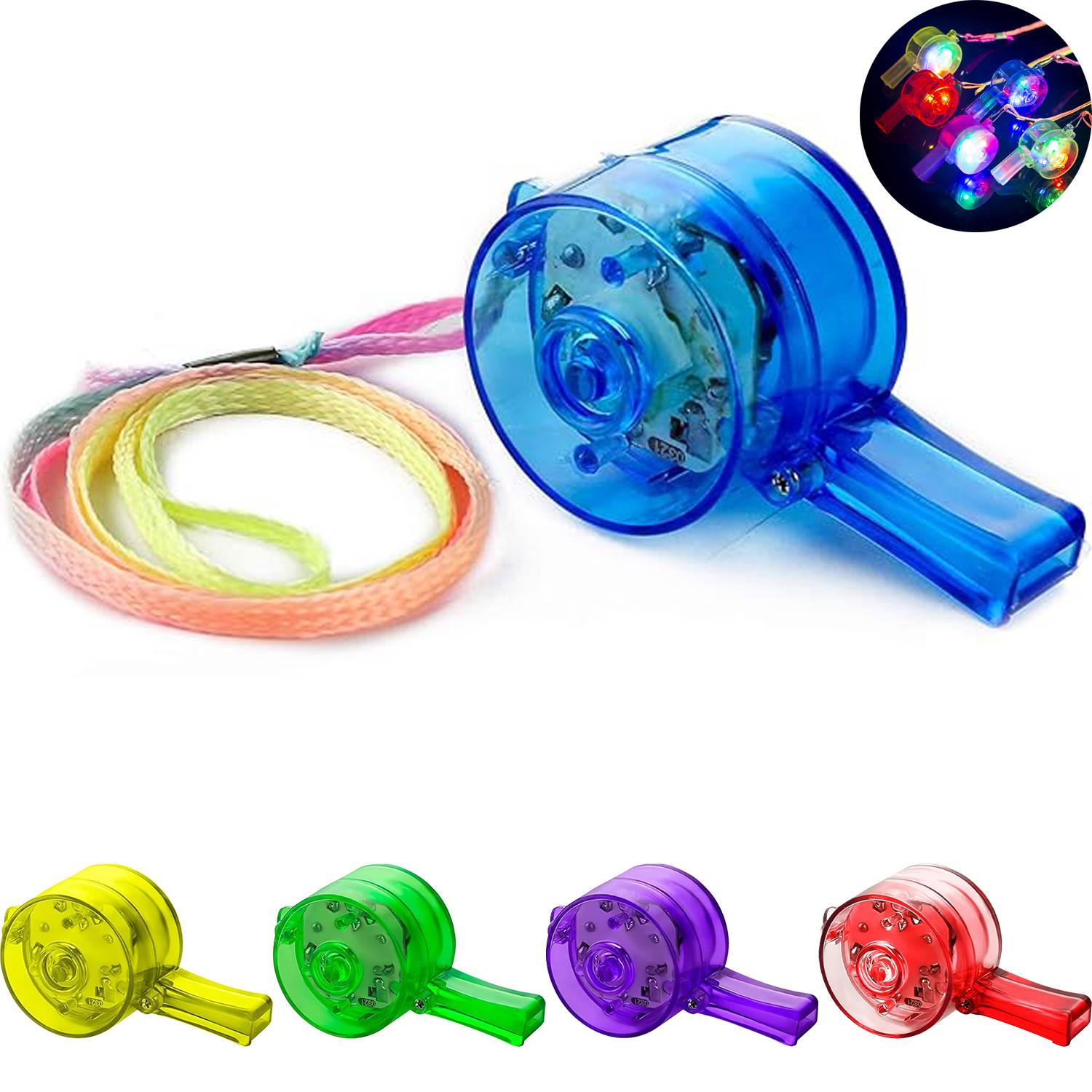 LED Light Up Whistles w/ Lanyard 11