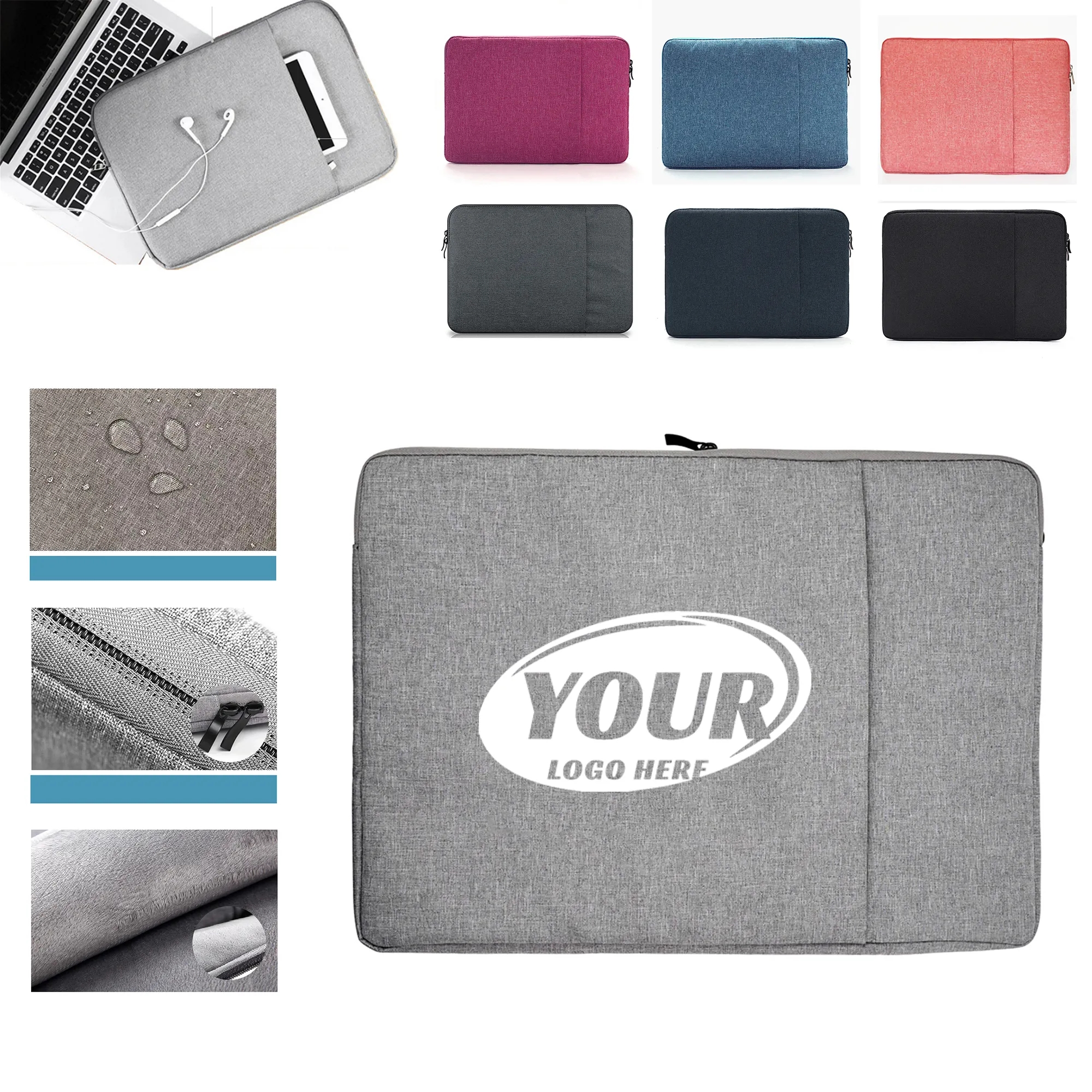 Oxford Laptop Sleeves w/ Front Accessory Pocket & Zipper 3