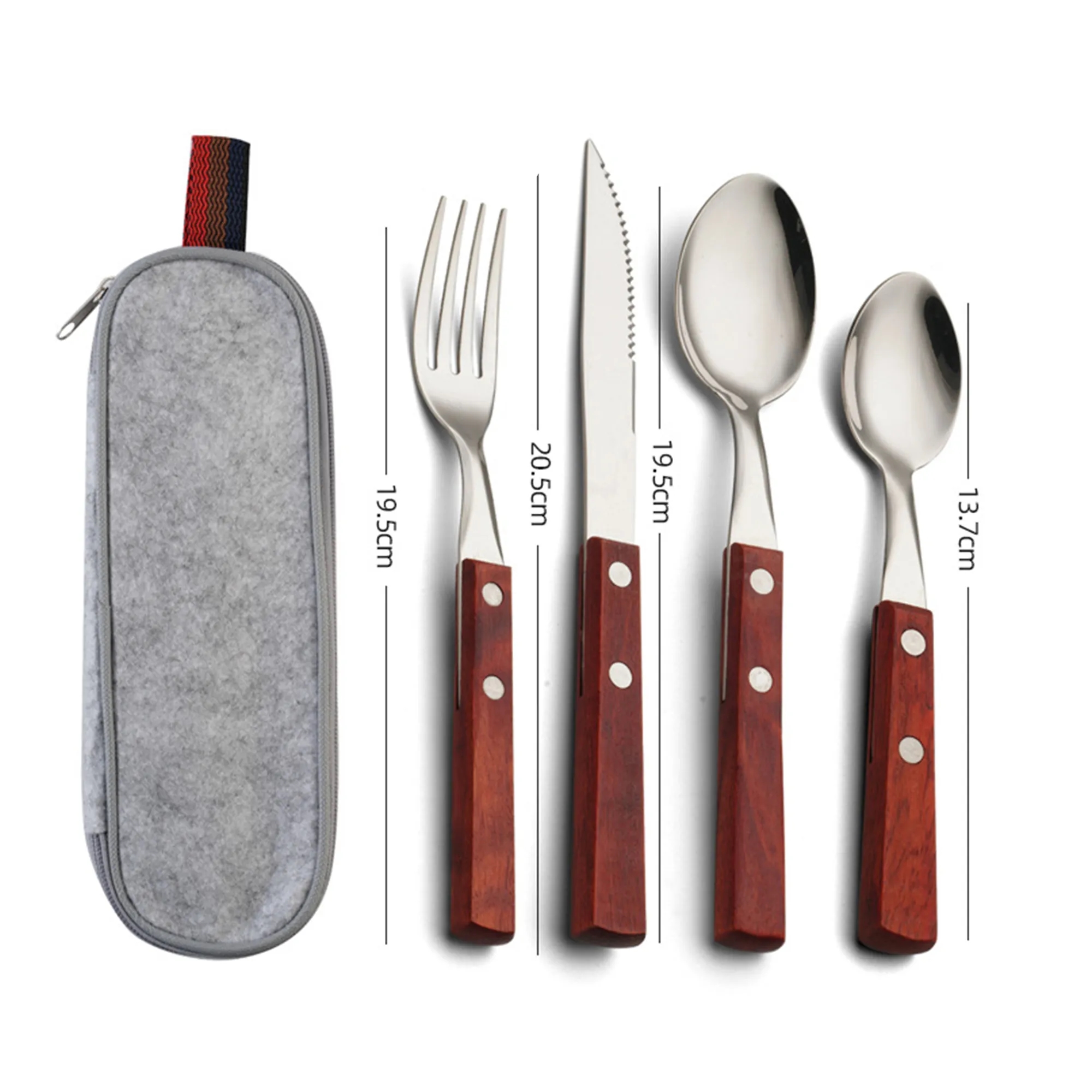 Stainless Steel Flatware Set Cutlery W/Wooden Handle 7