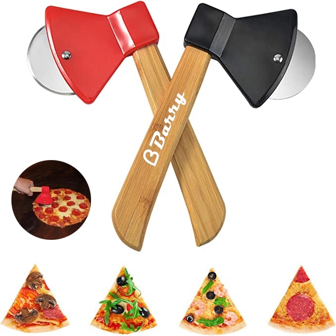 Ergonomic Bamboo Axe Pizza Cutter 2
