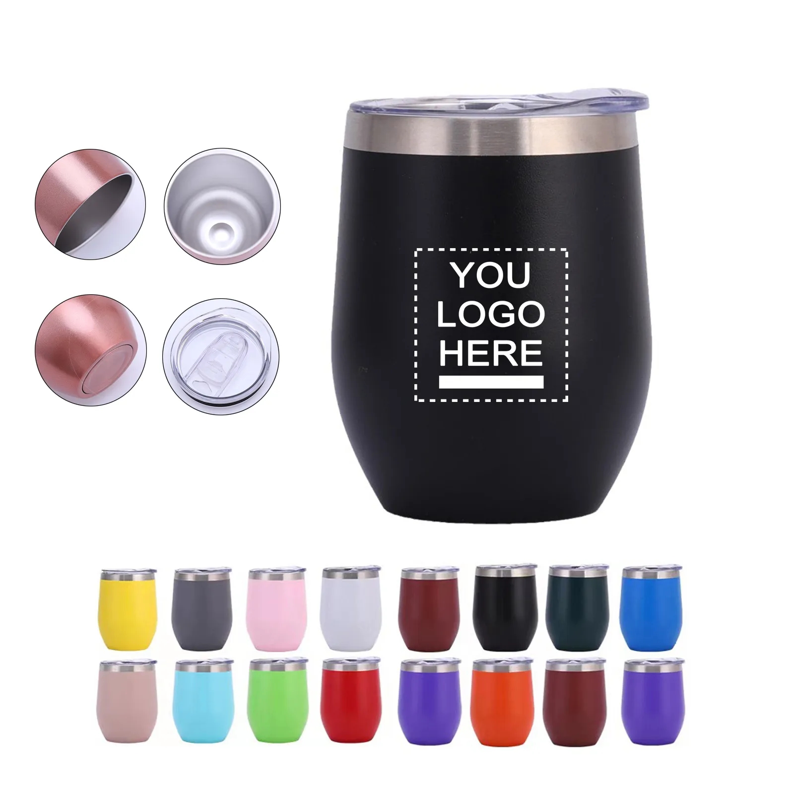 12oz Stainless Steel Wine Tumbler with Lid 6