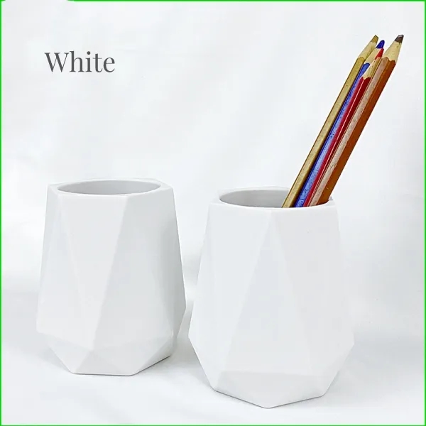 Silicone pen holder simple geometric white desktop storage 1