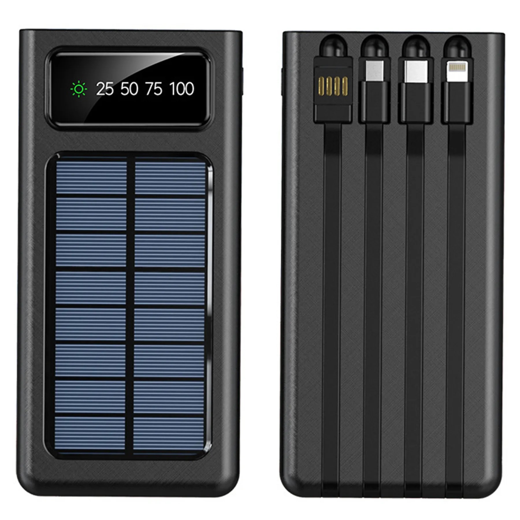 Solar Power Bank W/4 Built-In Cables 2