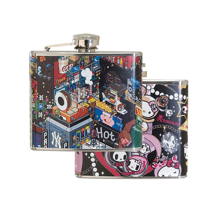 5 oz. Stainless Steel Hip Flask w/ Full Wrap 4 Color Process Printing (CMYK), custom water bottle with logo imprint 2