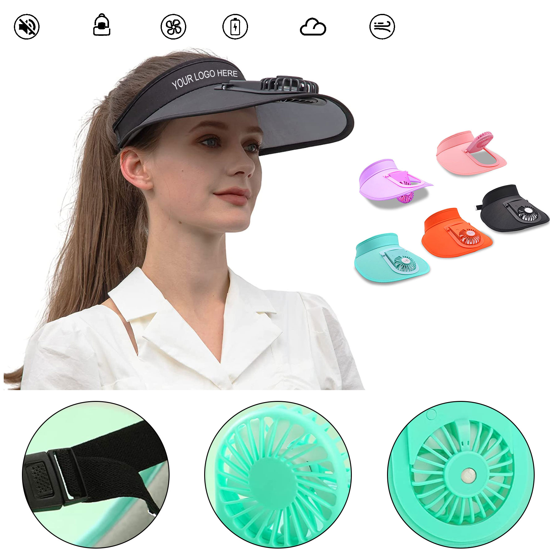 Sun Visor Hat With Fan 2