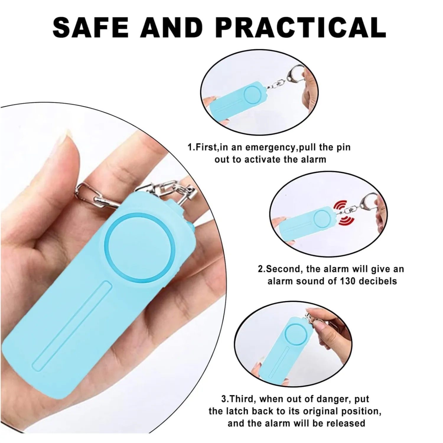 Self Defense Alarm Keychain With LED Flashlight 3