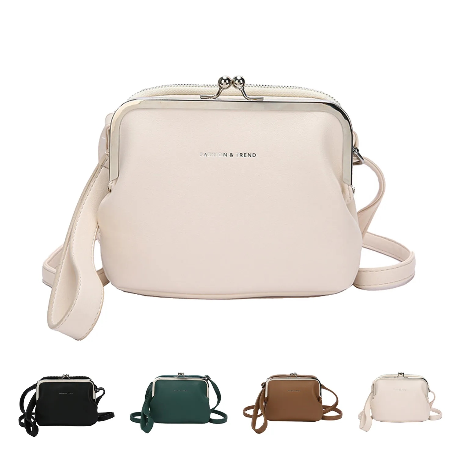 Vintage double clamped bag Stylish simple single shoulder cr 2