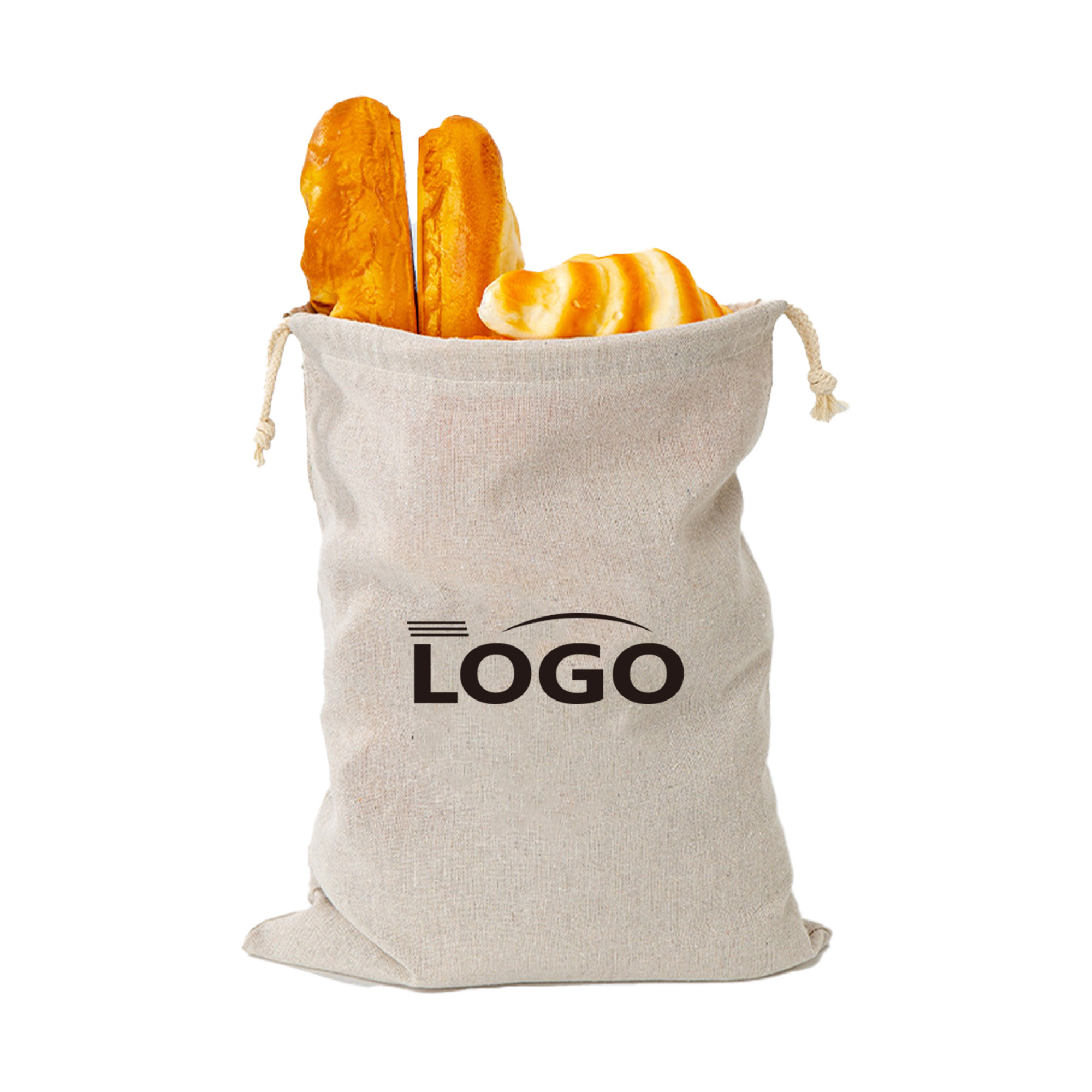 MOQ 20 pcs Linen Food Pouch, custom tote bag with logo imprint 2