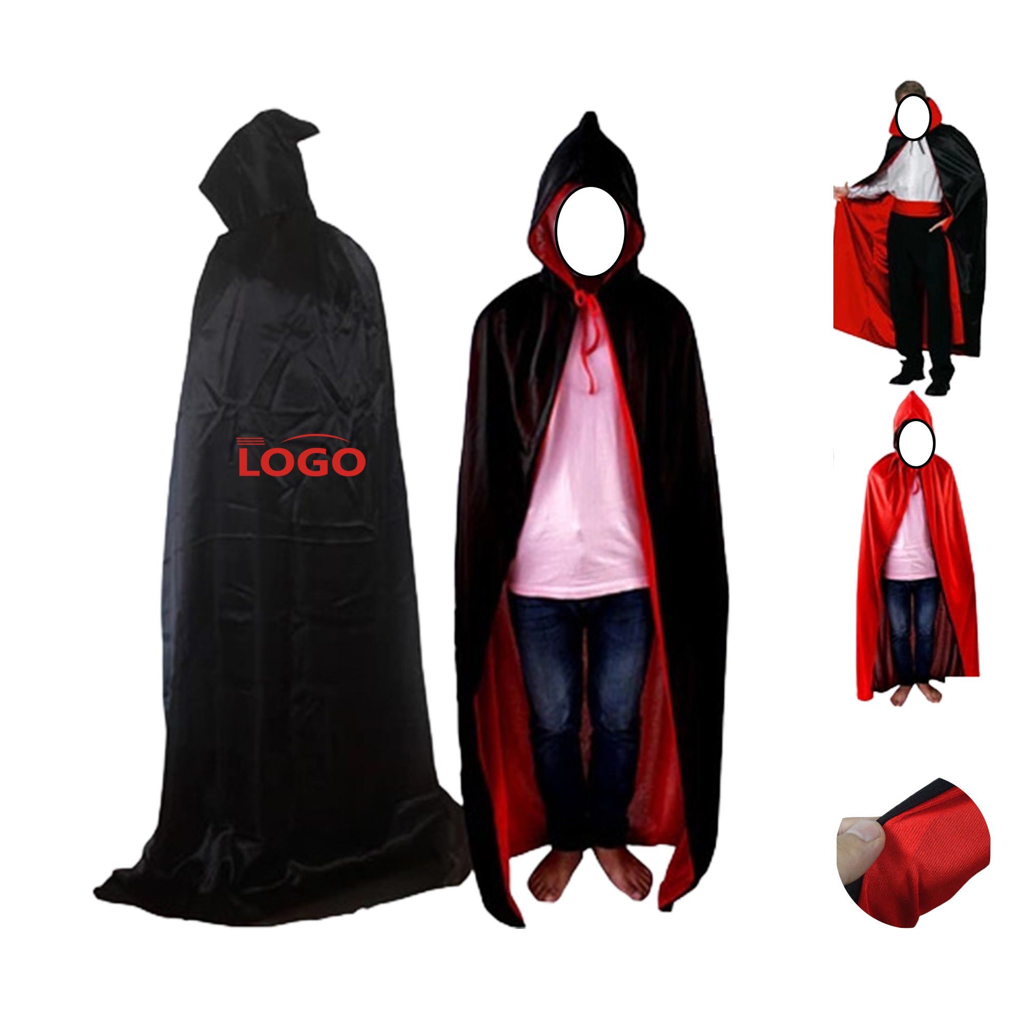 Halloween Black and Red Vampire Costume Cape 2