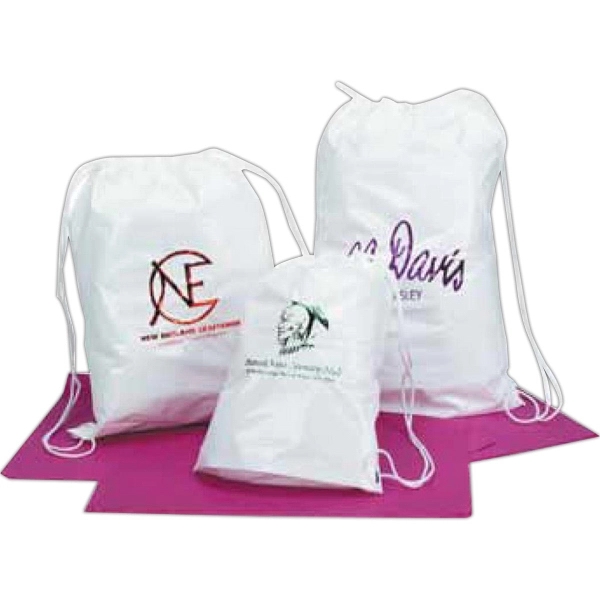 White Cotton Drawstring Backpack 1