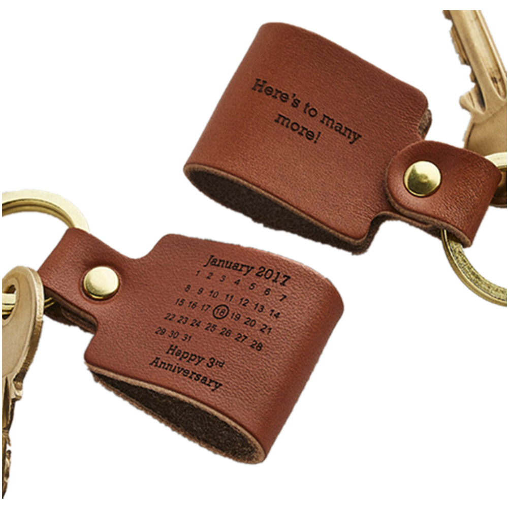 Square Leather Key Ring Key Chain 3