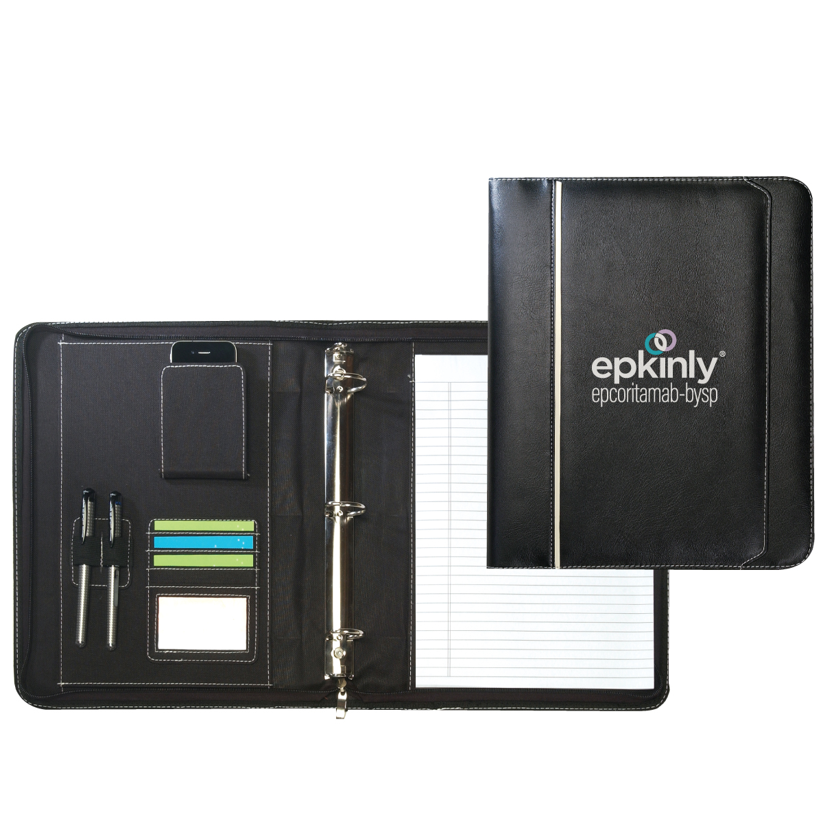 Leatherette Zippered Binder Padfolio 1