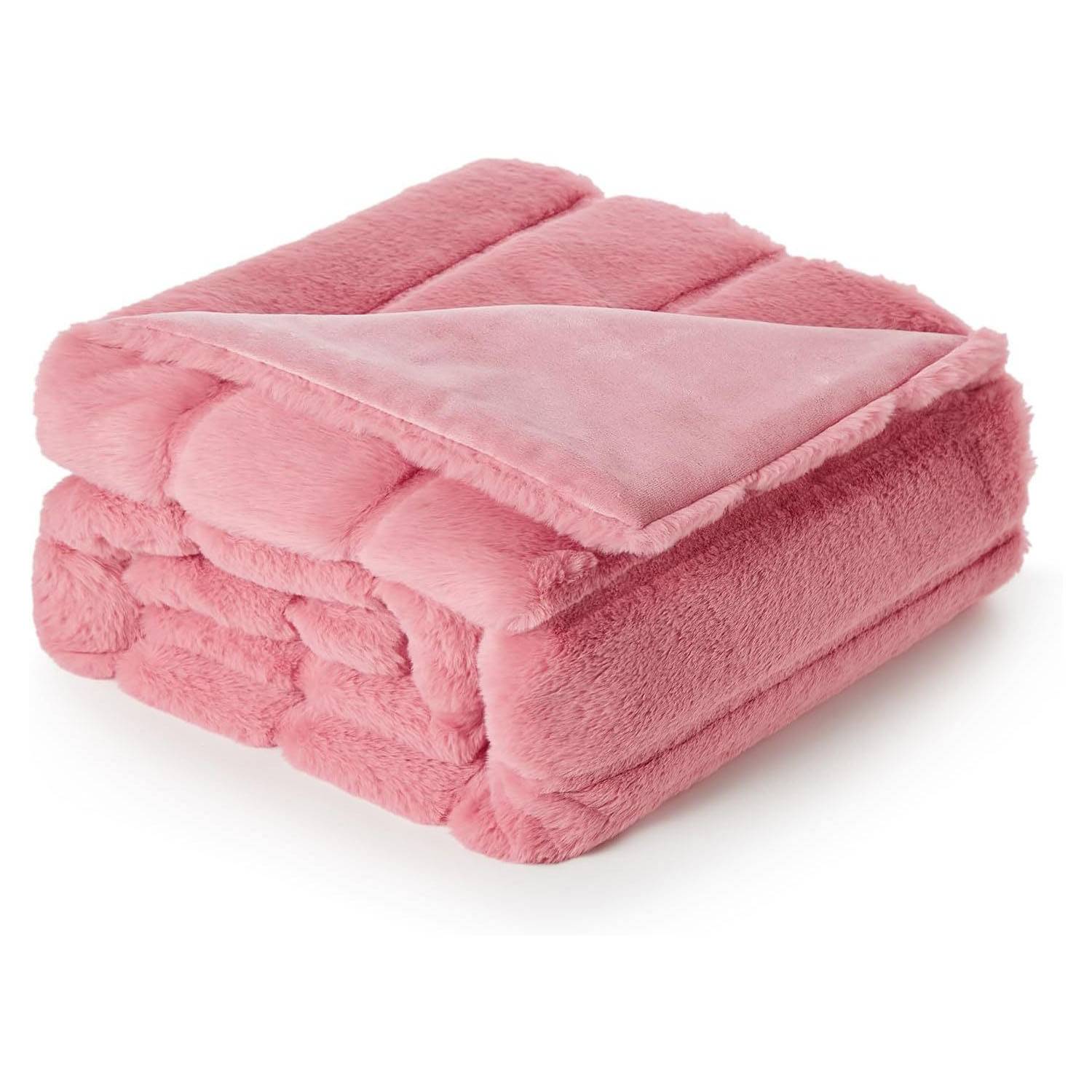 Luxurious and soft imitation rabbit fur striped blanket 3