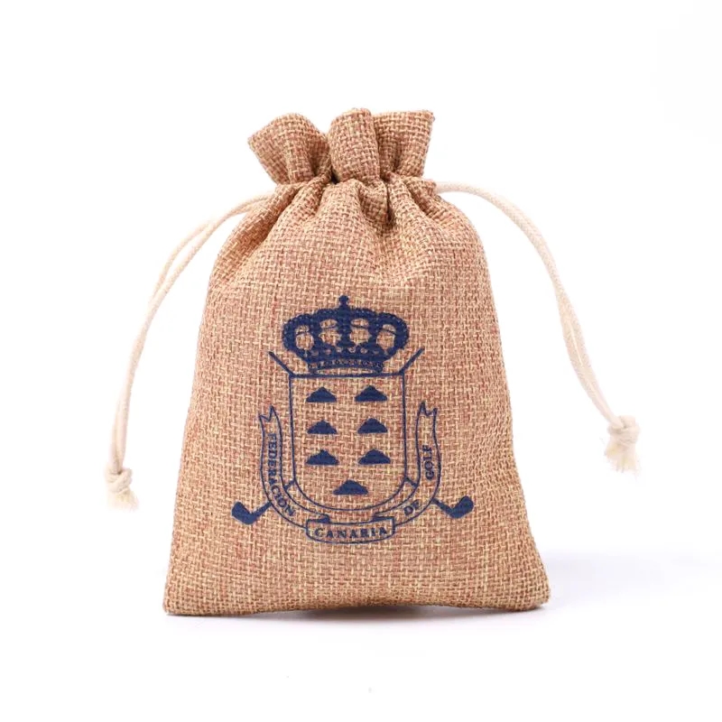 Custom Jute Drawstring Gift Bag - 4''w x 5.5''h 10